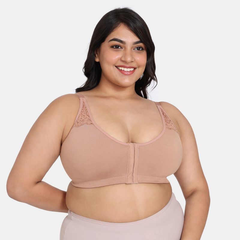 Zivame Rosaline Double Layered Non Wired Full Coverage Super Support Bra - Roebuck (32D)