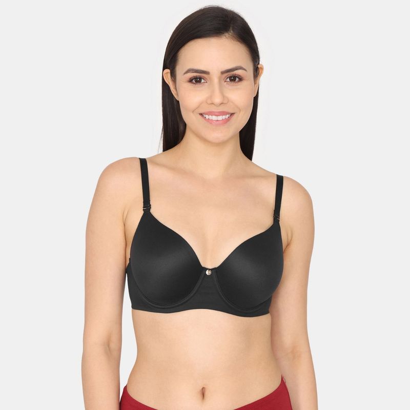 Zivame Marshmallow Padded Wired 3/4Th Coverage T-Shirt Bra - Anthracite (34B)