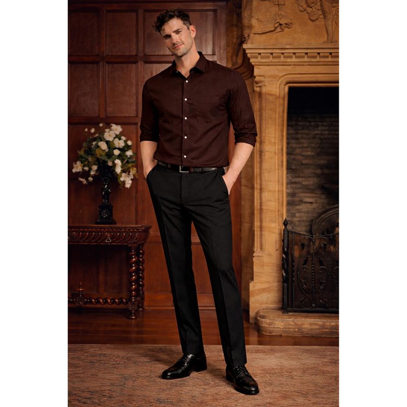 Louis Philippe Men Black Regular Fit Solid Flat Front Formal Trouser (32)
