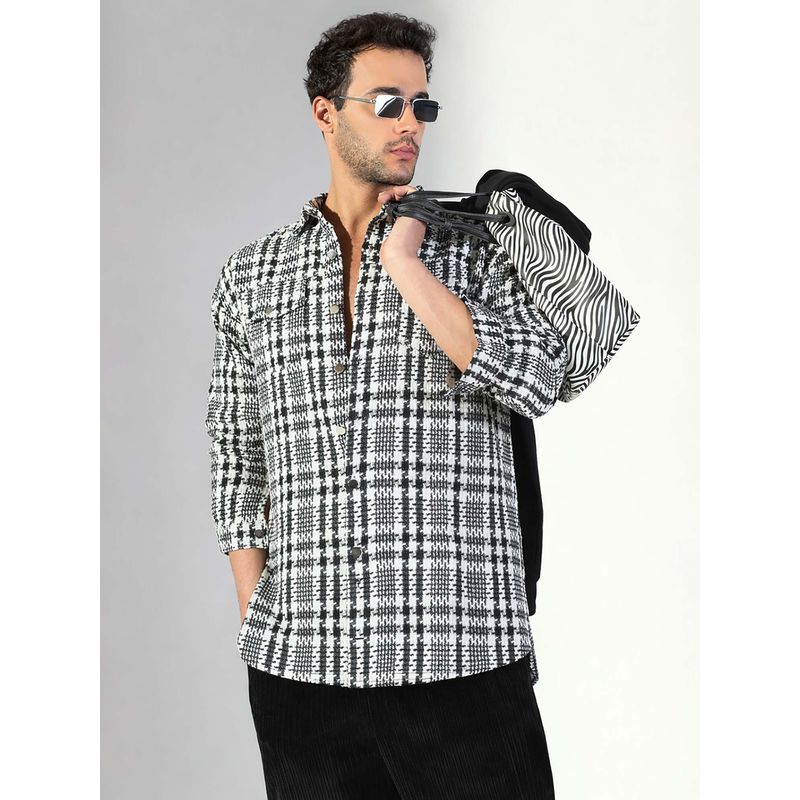 SHOWOFF Edition Men's Geometric Black Shacket (M)