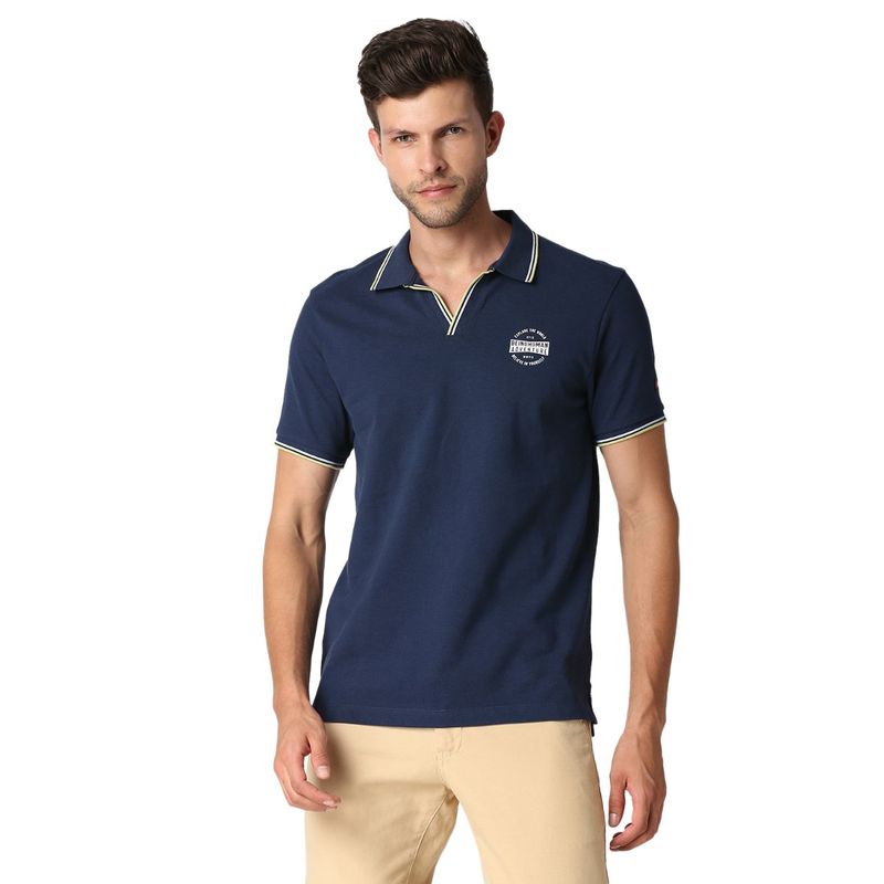 Navy Regular Fit Men's Polo T-Shirt by Being Human Clothing