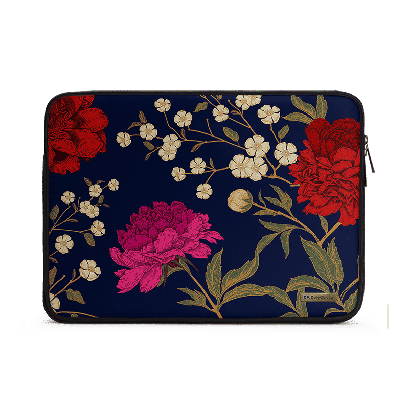 Dailyobjects Midnight Chrysanthemums Zippered Sleeve For Laptop/macbook - 14 Inch