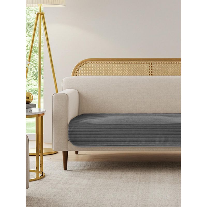 Urban Space Dark Grey Quilted Velvet Sofa Cover (1 Seater)