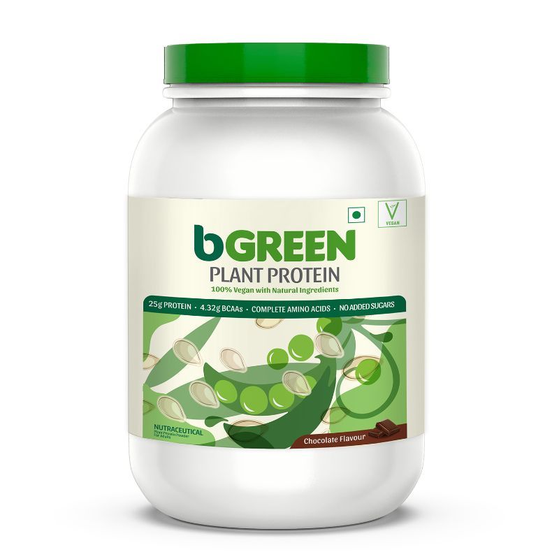 bGREEN by HealthKart Vegan Plant Protein Powder, 25 g Protein(Chocolate, 1 kg)