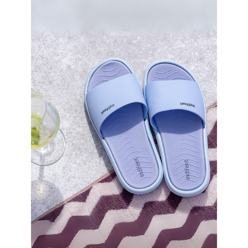 Indifeet Sky Blue Comfortable and Latest EVA Rubber Sliders (UK 3)