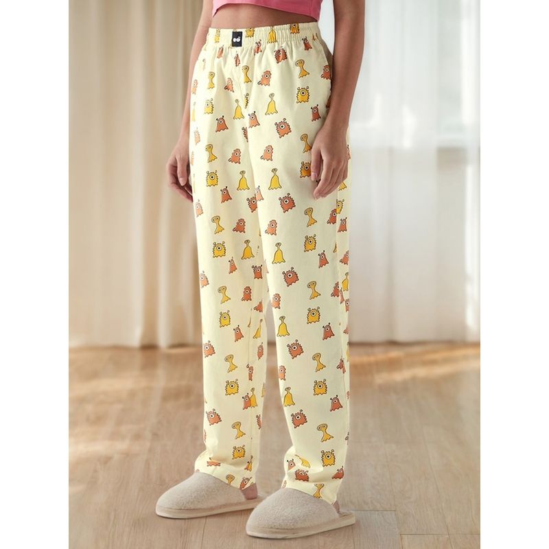 Bewakoof Women's Yellow All Over Printed Pyjamas (XL)