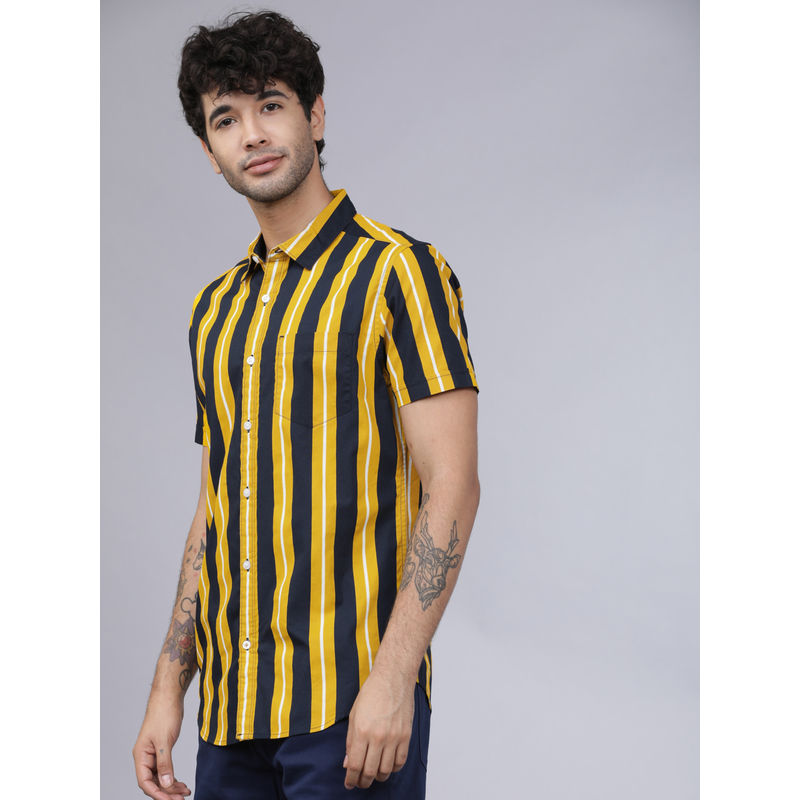 HIGHLANDER Men Multi-Color Slim Fit Striped Shirt (M)