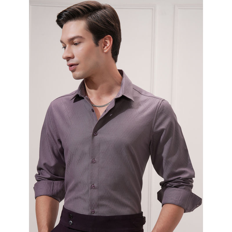 HIGHLANDER Men Purple Slim Fit Opaque Casual Shirt (XL)