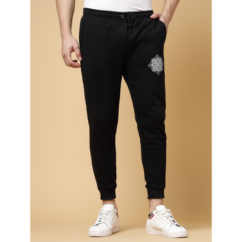 RIGO Men Black Solid Fleece Joggers (38)