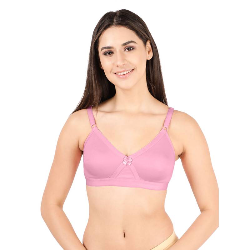 Shyaway By Susie Mary Rose Pink Non Padded Wire Free Seamless Cotton Bra (34DD)