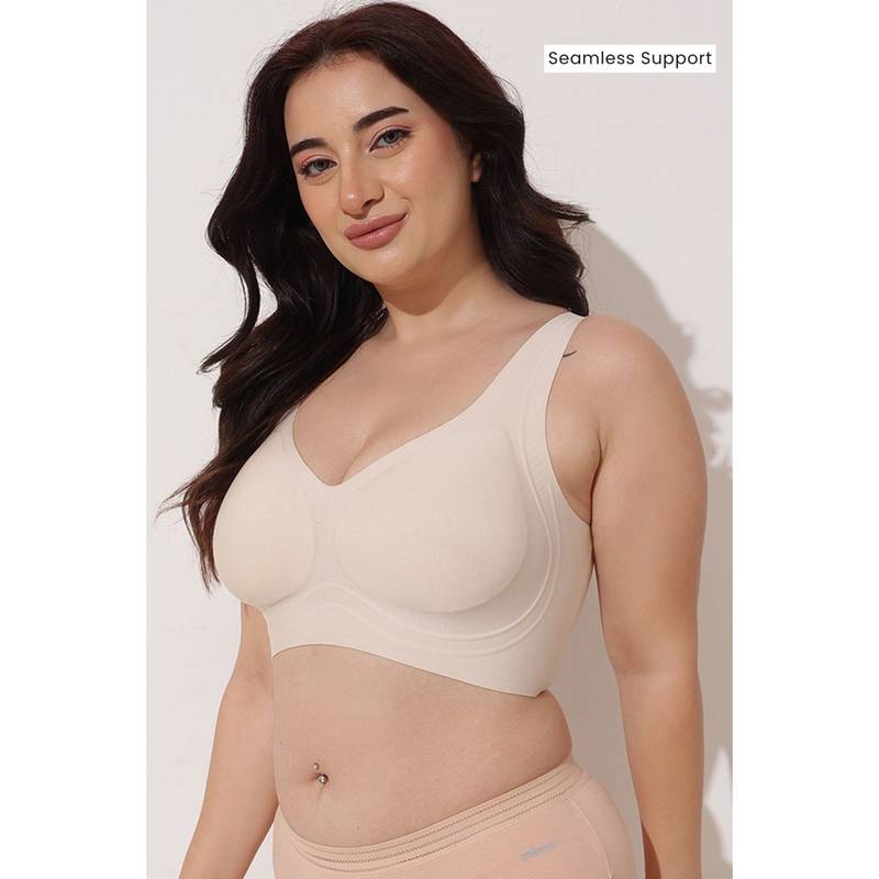Zelena Modal Jelly Gel Support, Sculpt and Lift Seamless Padded Bra - Cream (L)
