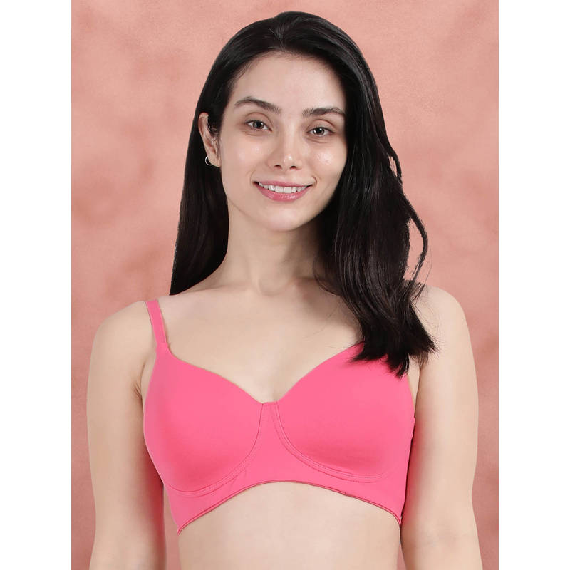 Shyaway By Susie Pink Lemonade Padded Wire Free Seamless 3/4Th Coverage Cotton Bra (32B)