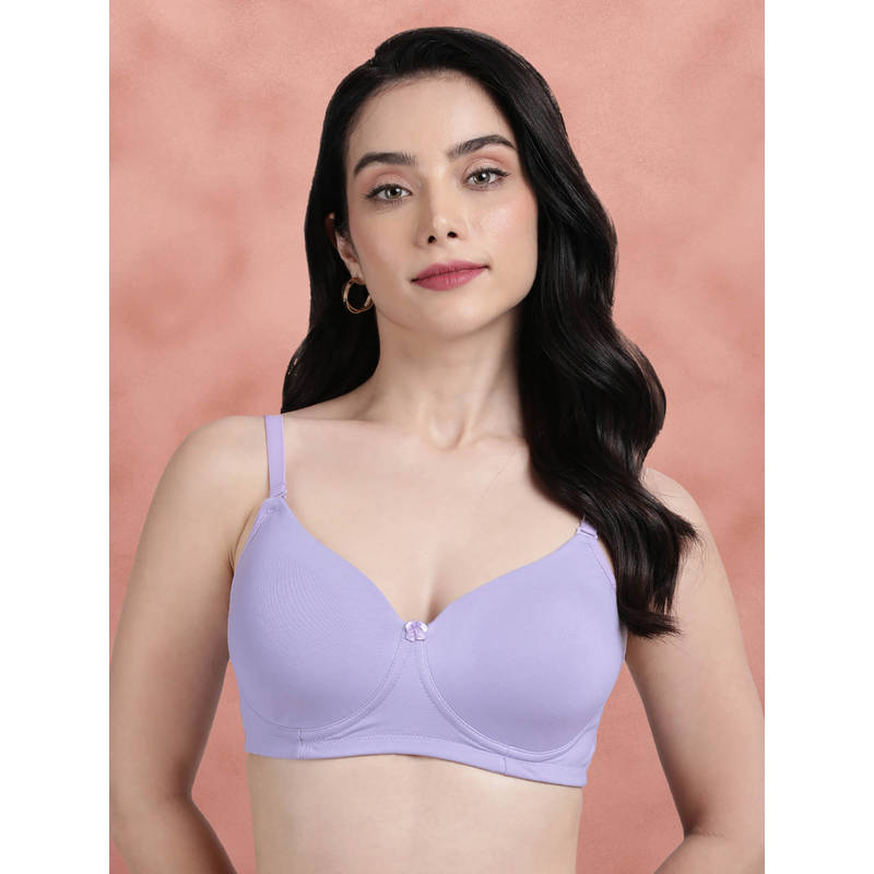 Shyaway By Susie Purple Padded Wire Free Seamless Cotton Bra (38DD)