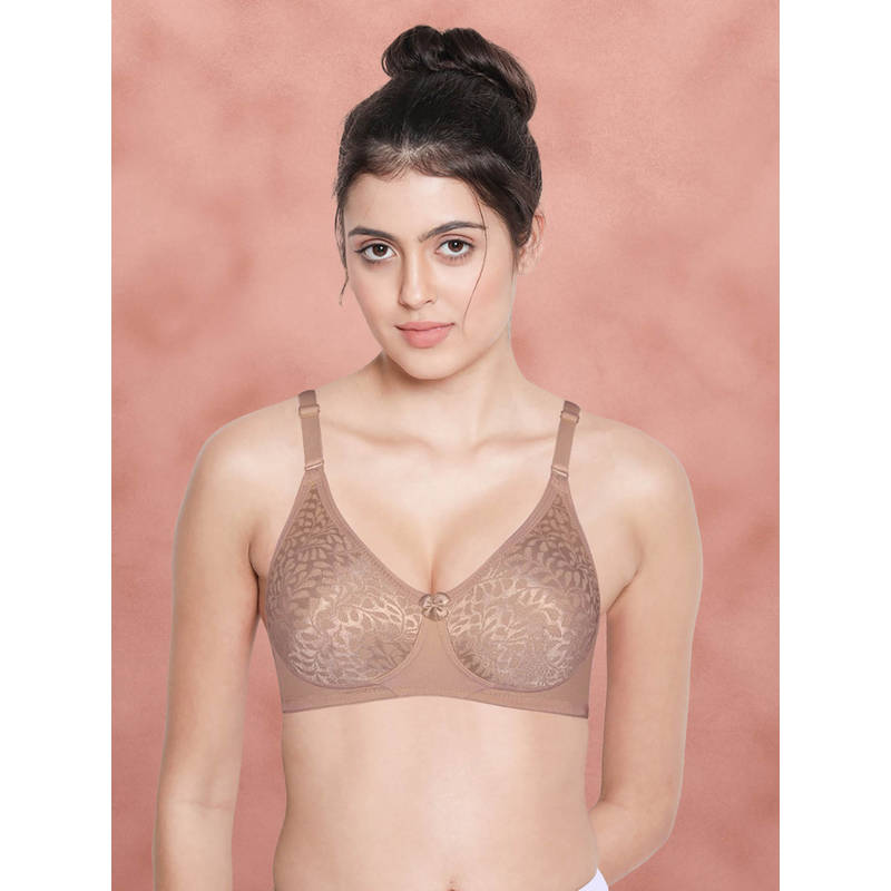 Shyaway by Susie beige Dusty Skin Non-Padded Wire free Seamless Polyester Bra (34E)