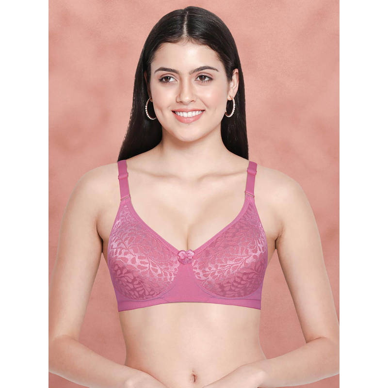 Shyaway by Susie Wild Pink Non-Padded Wire free Seamless Polyester Bra (34E)
