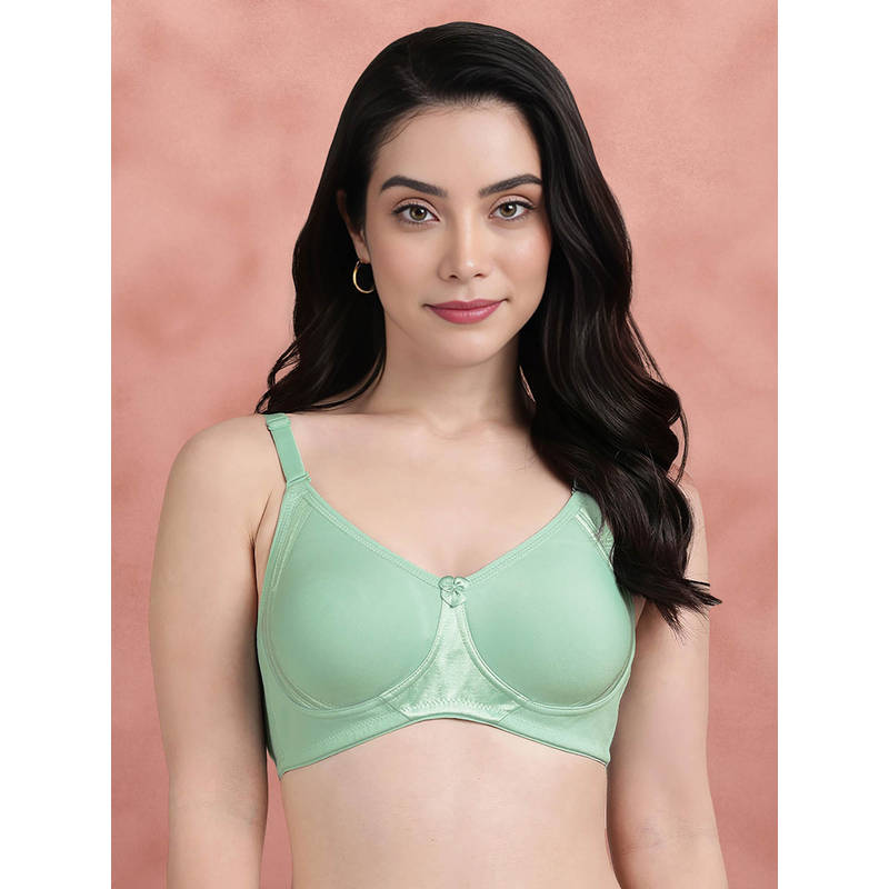 Shyaway by Susie Bay Green Non-Padded Wire free Seamless 3/4th Coverage Cotton Bra (32C)