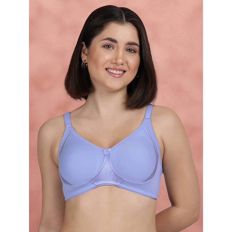Shyaway by Susie Serenity Blue Non-Padded Wire free Seamless 3/4th Coverage Cotton Bra (32B)