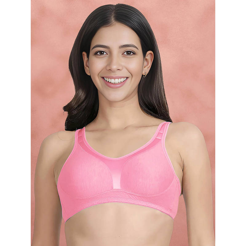 Shyaway by Susie Pink Non-Padded Wire free Seamless Full Coverage Cotton Bra (40B)