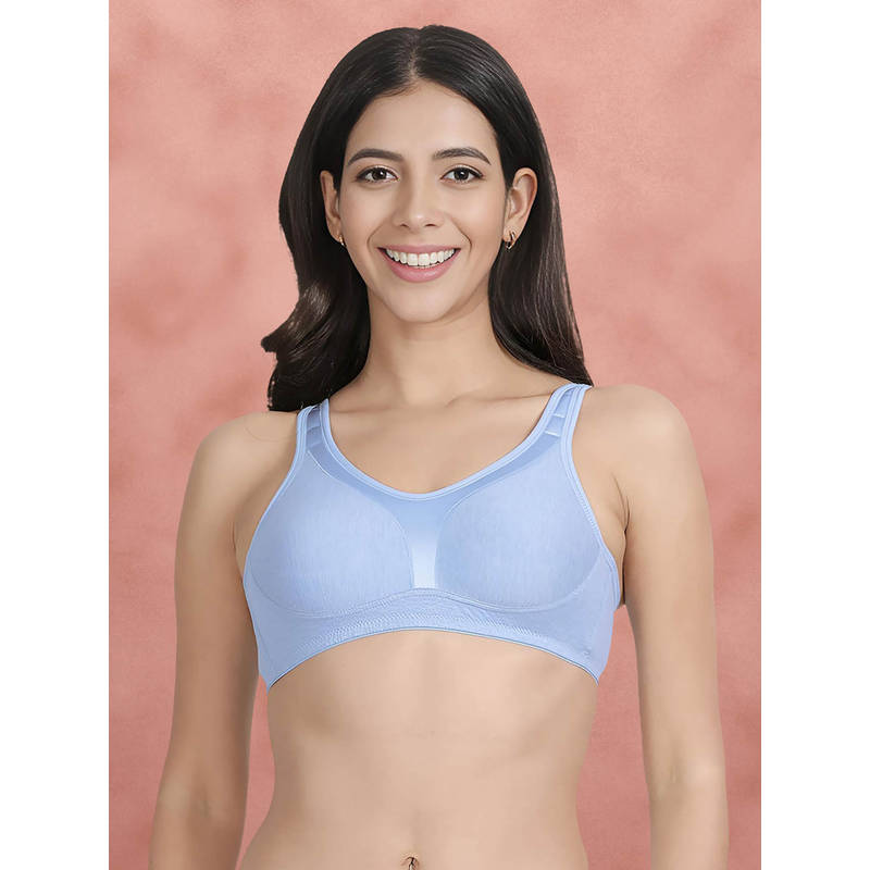 Shyaway by Susie Wind Surfer Blue Non-Padded Wire free Seamless Full Coverage Cotton Bra (34E)