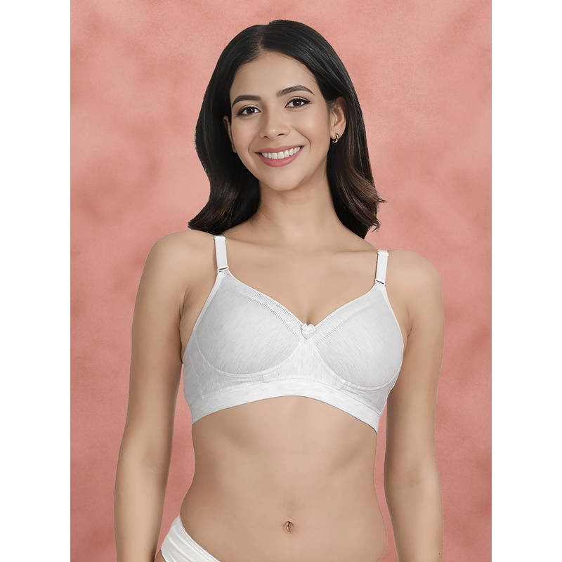 Shyaway by Susie Grey Melange Padded Wire free Seamed Full Coverage Cotton Bra (34D)