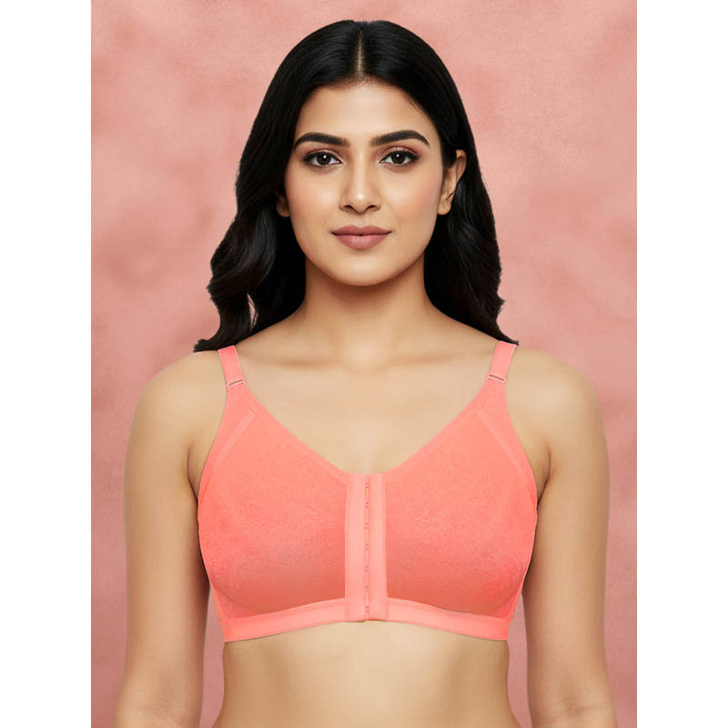 Shyaway by Susie Blush Pink Non-Padded Wire free Seamed 3/4th Coverage Cotton Bra (40B)