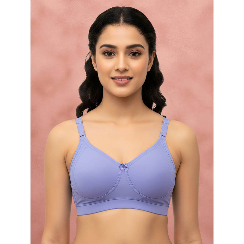 Shyaway by Susie Heron Blue Non-Padded Wire free Seamless 3/4th Coverage Cotton Bra (34G)