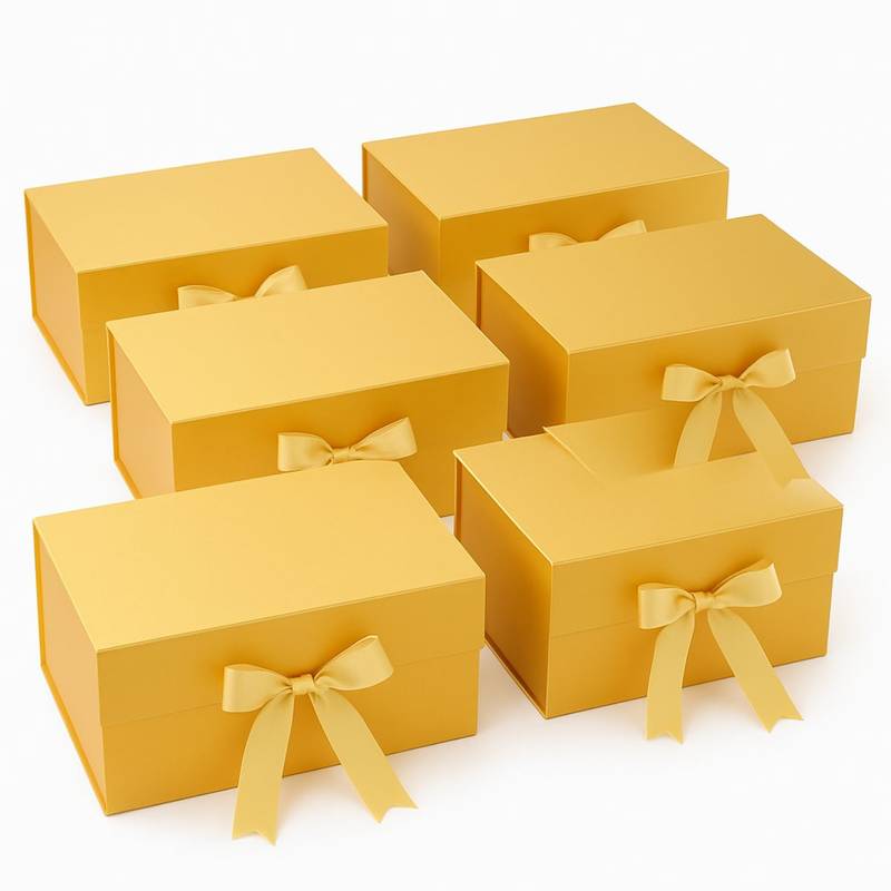Buy Awestuffs Gold Gift Box Elegant Folding Gift Boxes with Ribbon