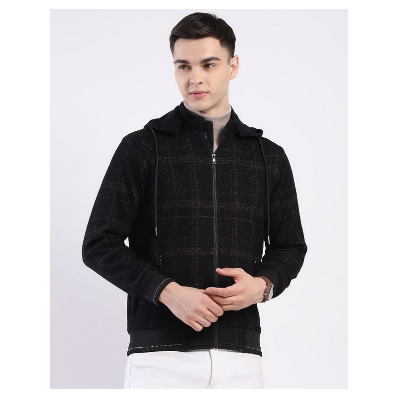 Monte Carlo Men Brown Checks Hoodie (XL)