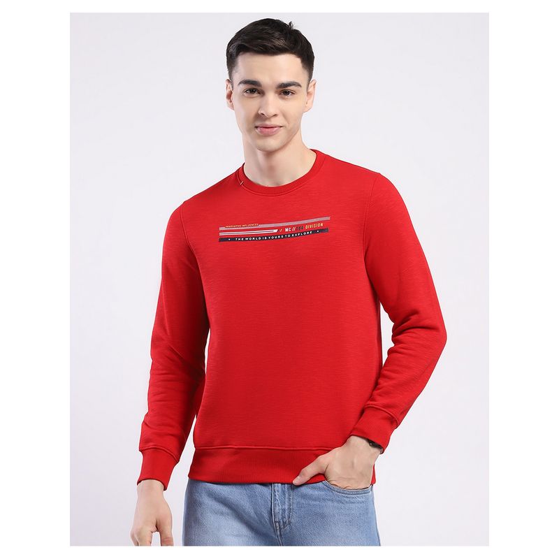 Monte Carlo Men Red Round Neck Printed Sweatshirt (L)