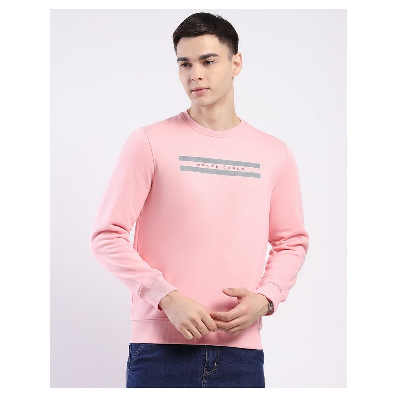 Monte Carlo Men Pink Round Neck Printed Sweatshirt (XL)