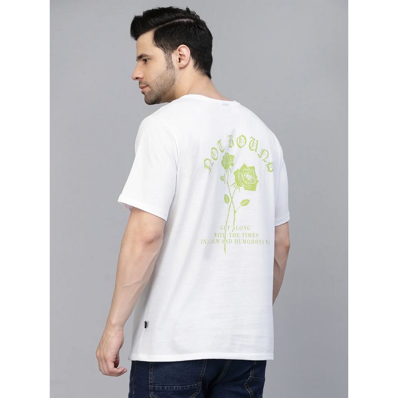 RIGO Men White Cotton Round Neck Solid Half Sleeves T-Shirt (M)