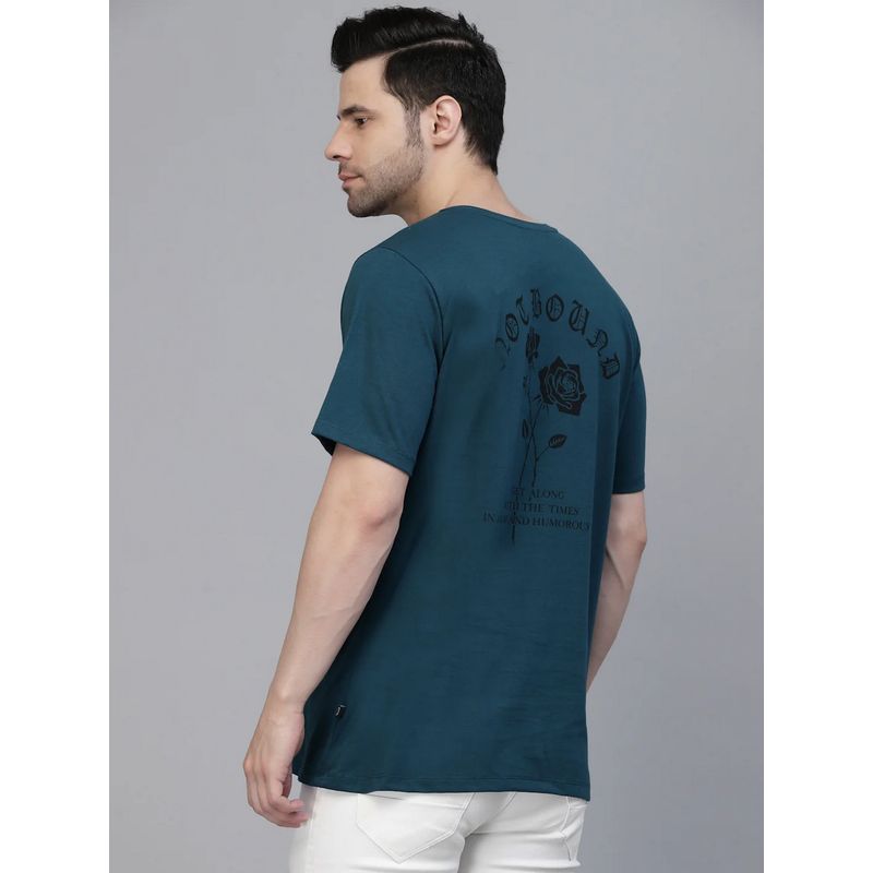 RIGO Men Teal Cotton Round Neck Solid Half Sleeves T-Shirt (4XL)