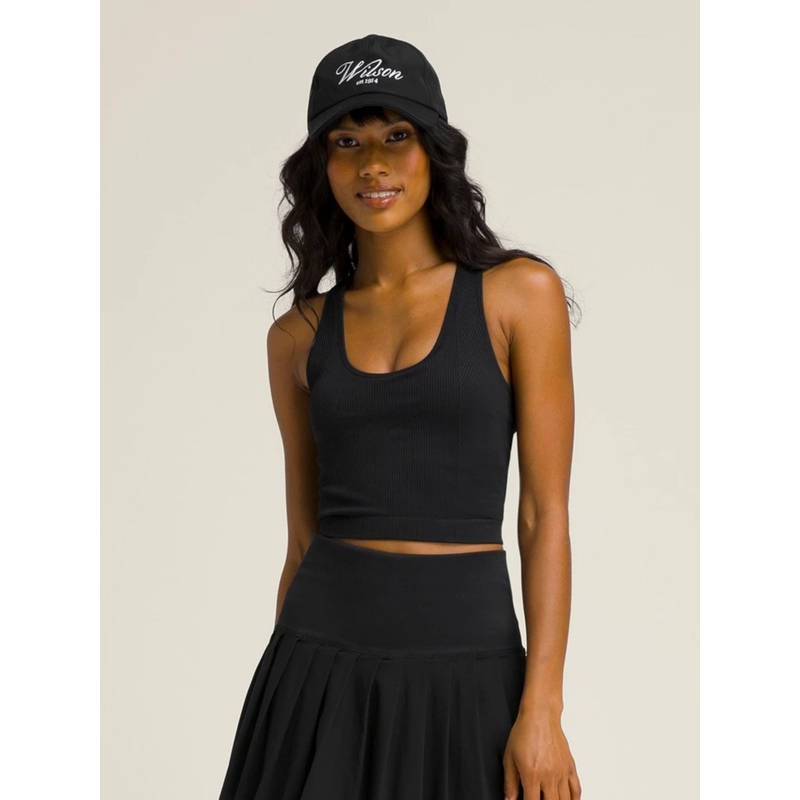 Wilson Women Everyday Brami Black Sleeveless Crop Tank Top Ribbed Stretch Tank Top (S)