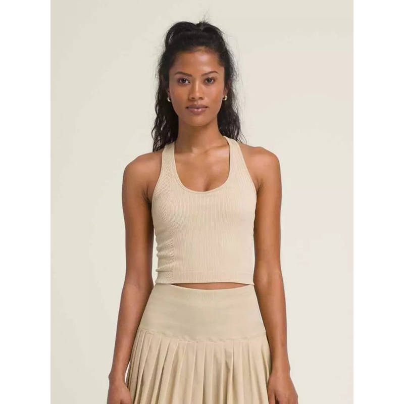 Wilson Women Everyday Brami Sleeveless Crop Tank Top Ribbed Stretch Activewear Tank Top (XS)