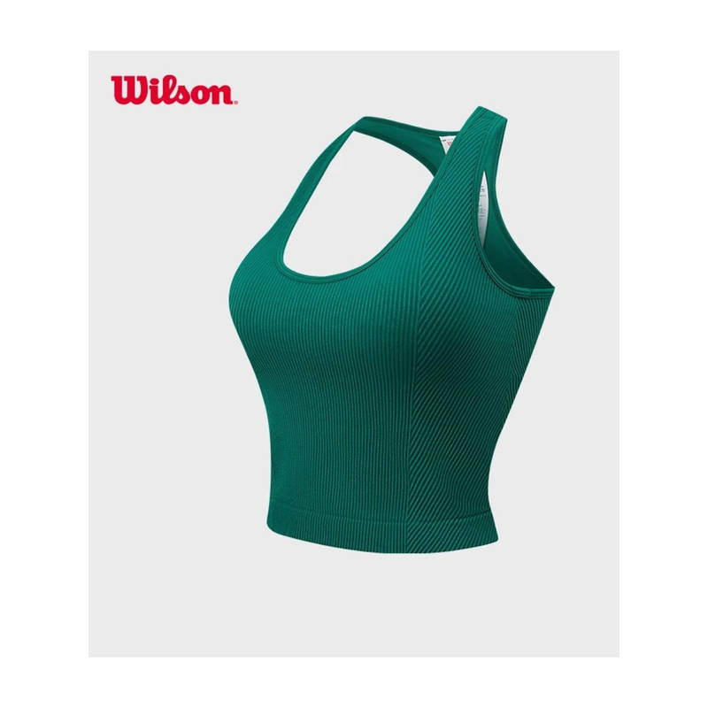 Wilson Women Everyday Brami Green Fog Sleeveless Crop Tank Top Ribbed Stretch Tank Top (XS)
