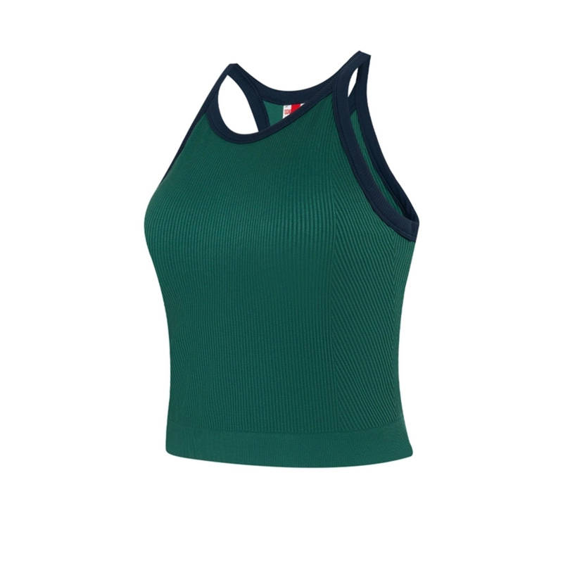 Wilson Women Daily Brami Tank Top Green Sleeveless Ribbed Crop Tank Top Activewear Tank Top (XS)