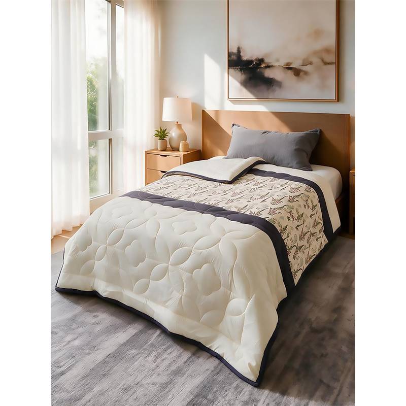 Linen Home Cotton Reversible Ac Blanket Single Moss and Fern and Ivory (Single)