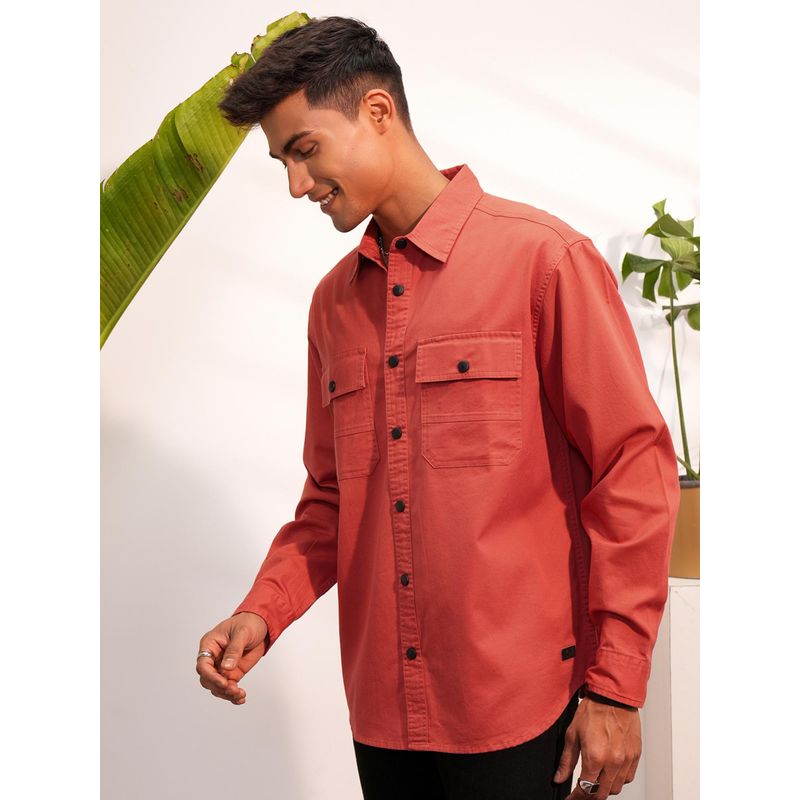 LOCOMOTIVE Men Rust Solid/Plain Casual Shirt (M)