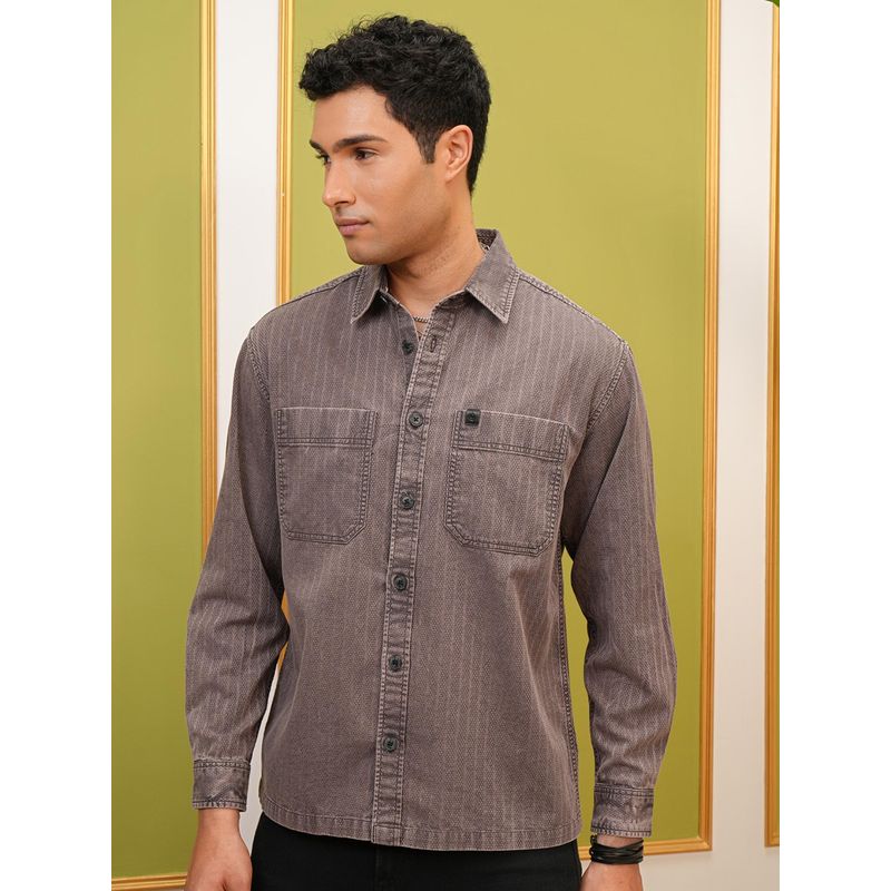 LOCOMOTIVE Men Brown Solid/Plain Casual Shirt (XL)
