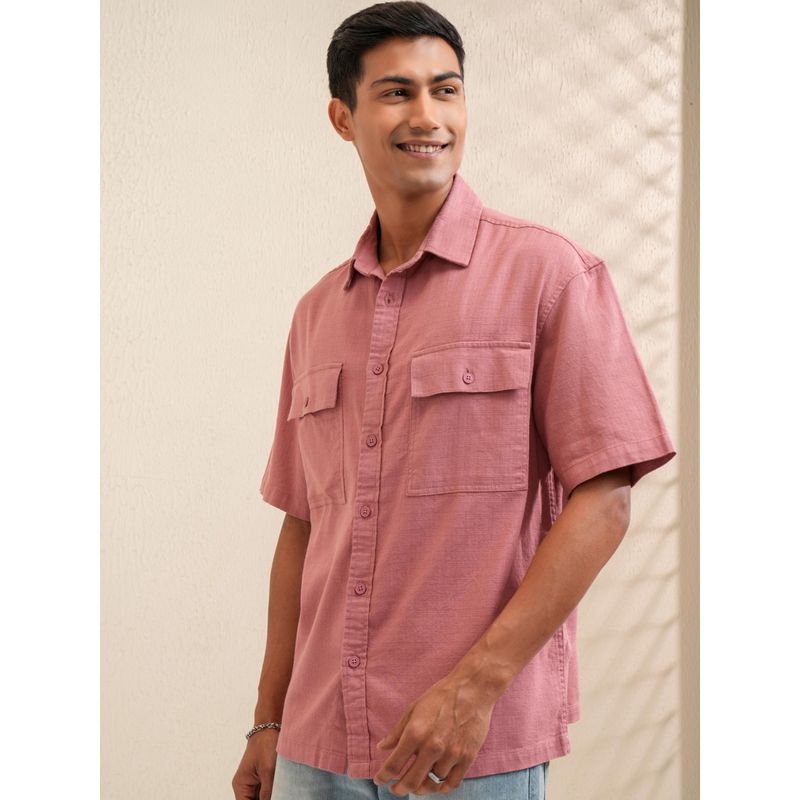 LOCOMOTIVE Men Pink Solid/Plain Casual Shirt (L)