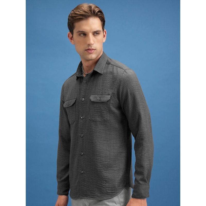 LOCOMOTIVE Men Green Solid/Plain Casual Shirt (L)