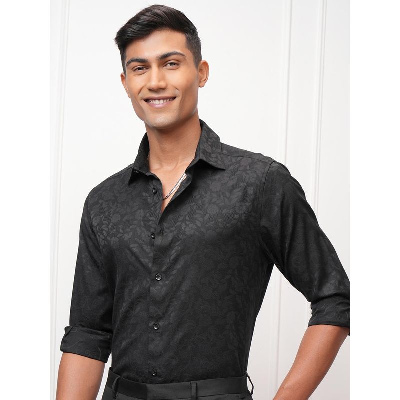 LOCOMOTIVE Men Black Floral Casual Shirt (M)