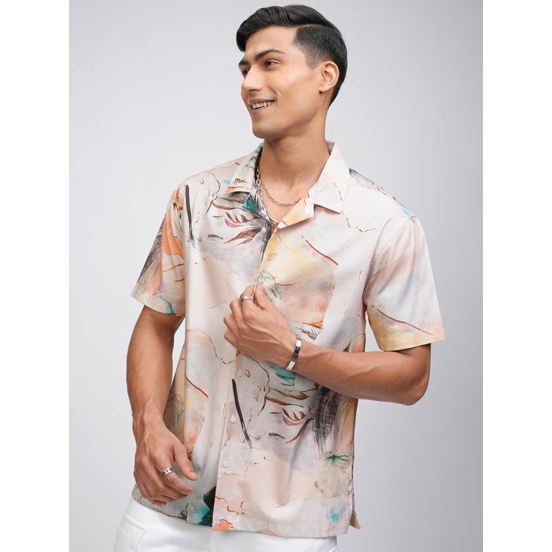 LOCOMOTIVE Men Off White Printed Casual Shirt (S)