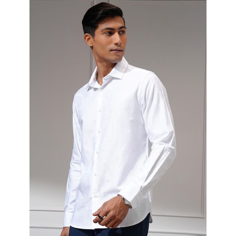 LOCOMOTIVE Men White Solid/Plain Casual Shirt (L)