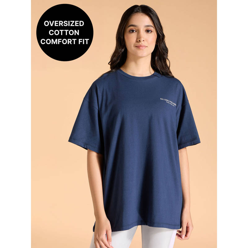 Kica Cotton Oversized Printed Graphic Tshirt KIC012-Navy (XL)