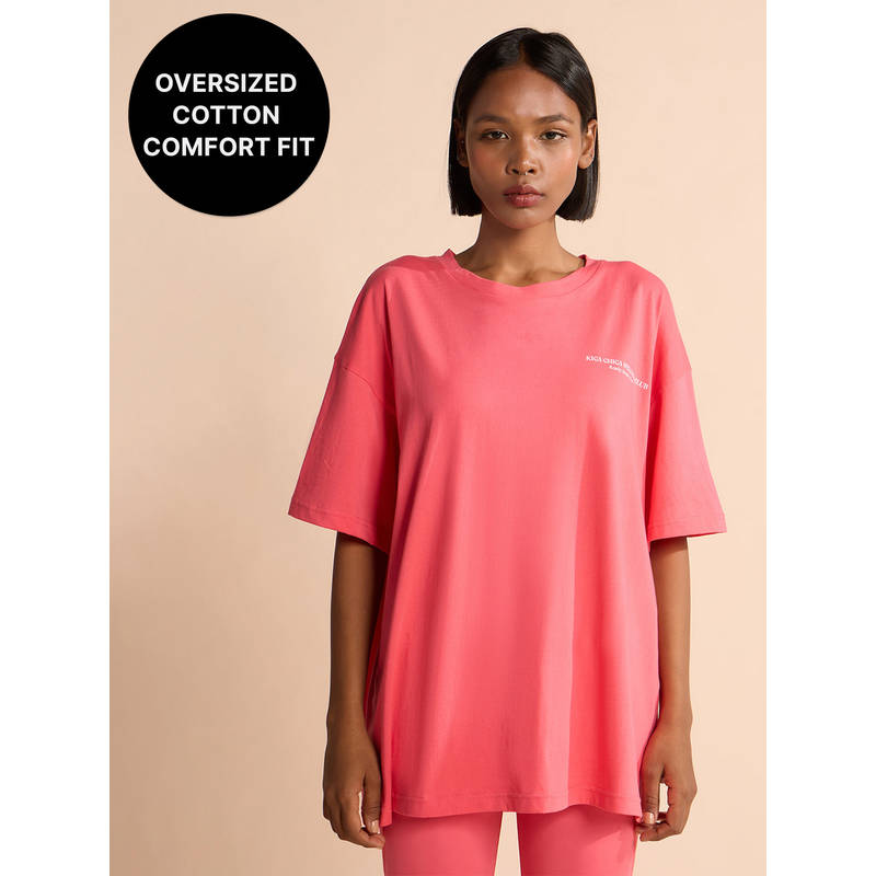 Kica Cotton Oversized Printed Graphic Tshirt KIC012-HOT PINK (3XL)