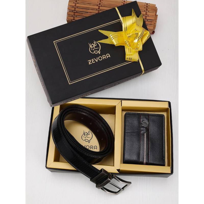 ZEVORA Men Reversible Black Belt & Wallet (34)