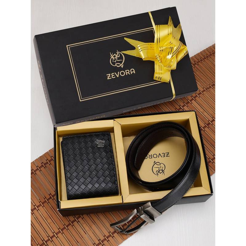 Zevora Buy ZEVORA Men Reversible Black Belt & Wallet Online