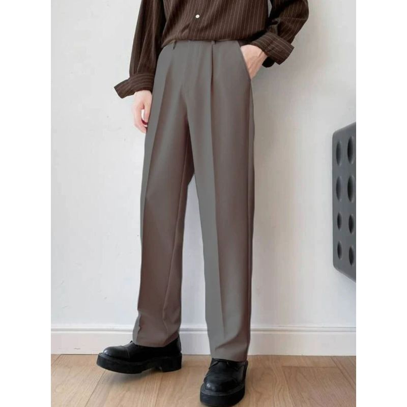 Off Duty India Men Semi Formal Straight Fit Korean Pants Smoke Grey (32)