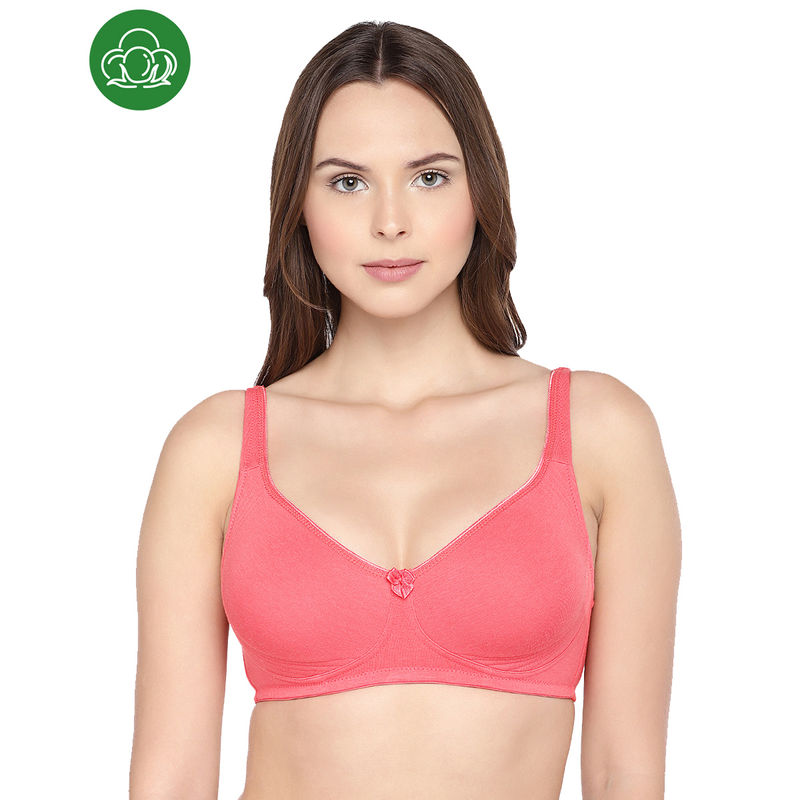 Inner Sense Organic Cotton Antimicrobial Seamless Side Support Bra - Pink (34C)